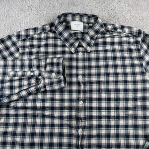 Billy Reid Shirt Mens XL Blue Checkered Flannel Slim Fit Button Down Long Sleeve
